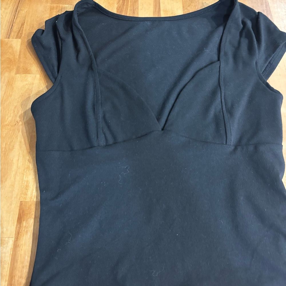 SHEIN Black Cap Sleeve Scoop Neck Top - medium
